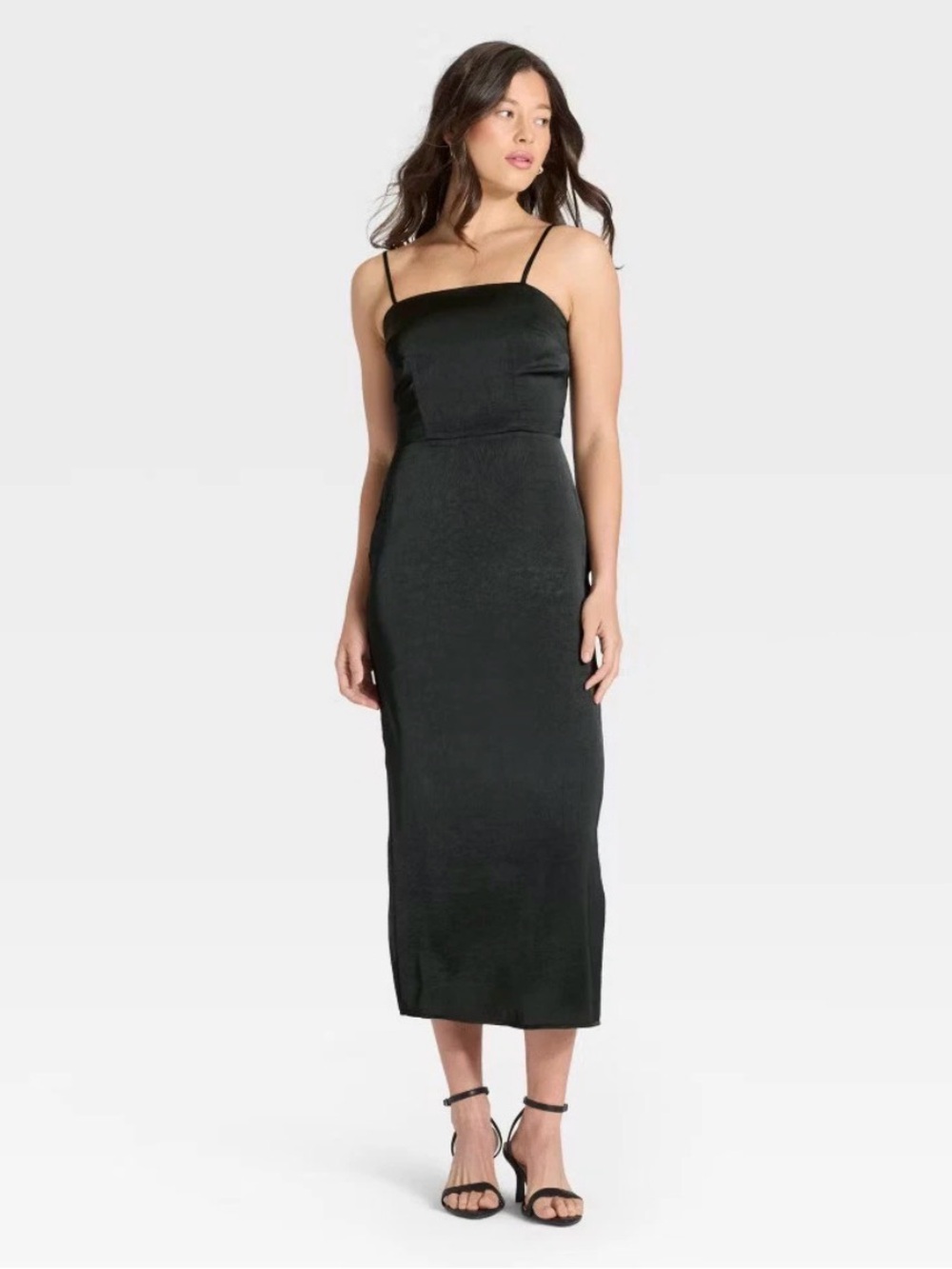 NWT A New Day Women's Column Slip Maxi Dress Black Side Slit Elegant Gown XS